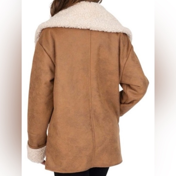 💙 LIKE 🆕 FRYE Natural Faux Shearling Coat - Picture 10 of 11